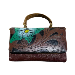 Bolso de mano en piel pintada a mano