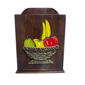 Portacuchillos de madera con diseño de frutas