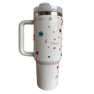 Termo grabado decorado con brillitos